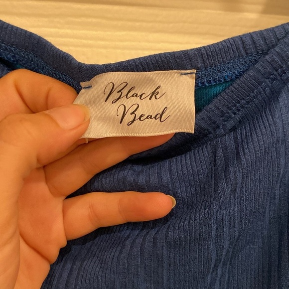 Bell-Bottom sleeve, Blue Mini Dress from Black Bead, size L - Picture 3 of 8